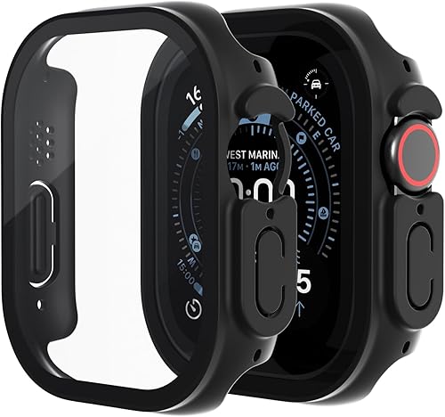 Miniatura 14 de Paquete de 2 fundas de vidrio templado compatibles con Apple Watch SE 3 (2025) SE Series 6 Series 5 Series 4 de 1.732 pulgadas, protector de negro (