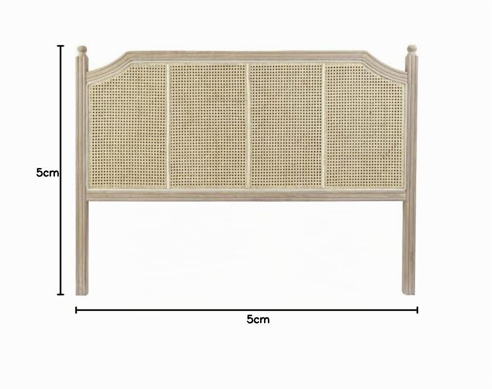 Cabecero de Cama de 160 cm de Ratan con Estructura de Madera Envejecido 160x6x120 cm