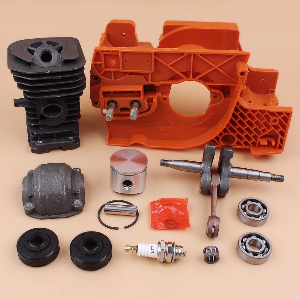 Tiempo Beixi Aceite de la Caja del cárter del Motor del Tanque del Cilindro Kit de pistón Compatible con Husqvarna 137 142 Piezas de la Motosierra y el cojinete del cigüeñal Retenes Conjunto
