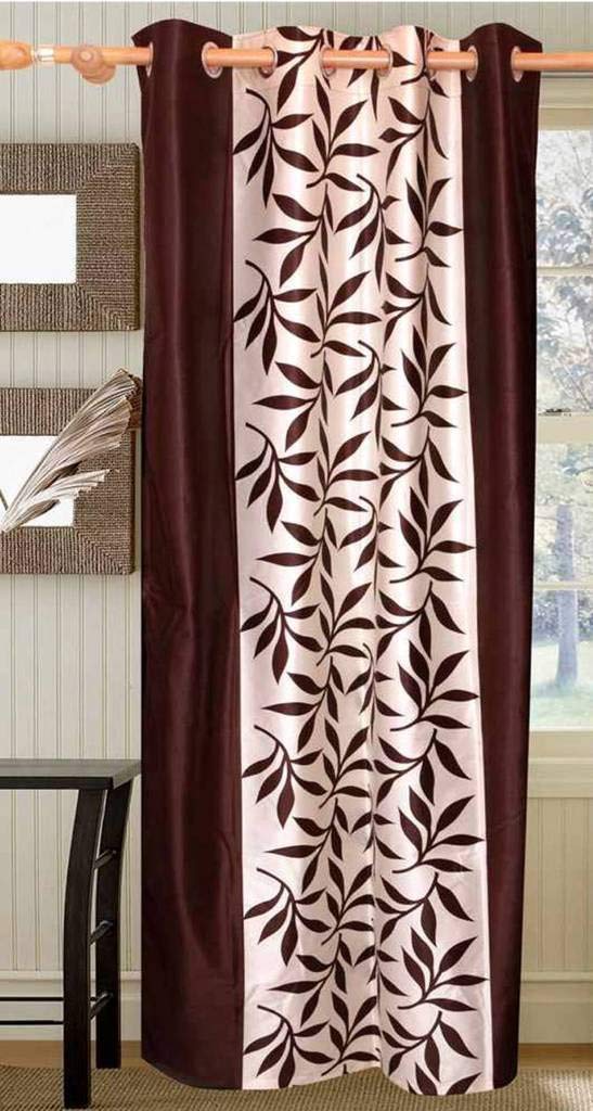 Soulful Creations Single Grommet Floral Opaque Curtain For Room (Pack Of 1) (BRWN KLVRI, Door 7 Feet),Brown