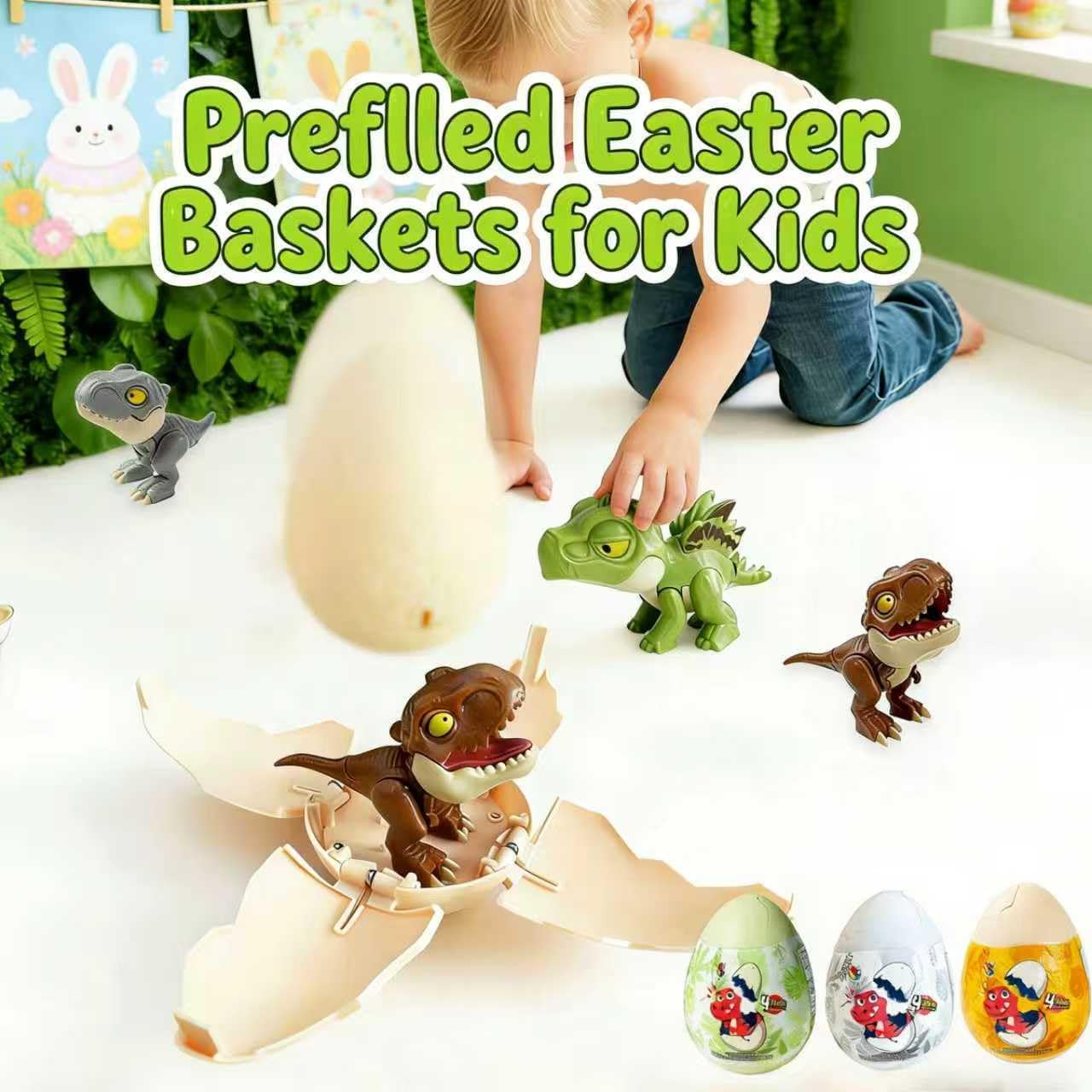 3 Pack Drop to Hatch Dinosaur Eggs,Easter Basket Stuffers,Dinosaur Egg Hatching Toy for Boys Girls Birthday Easter