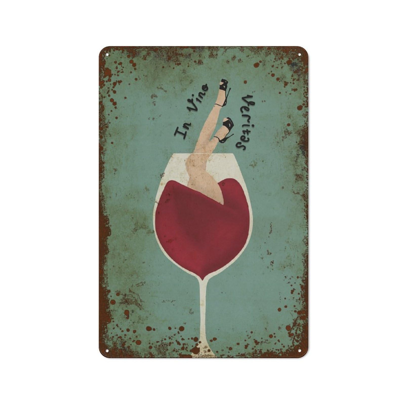 In Vino Veritas Wine Novelty Retro Metal Tin Sign, Funny Wall Decor Garage Bar Courtyard Living room 8x12 Inch