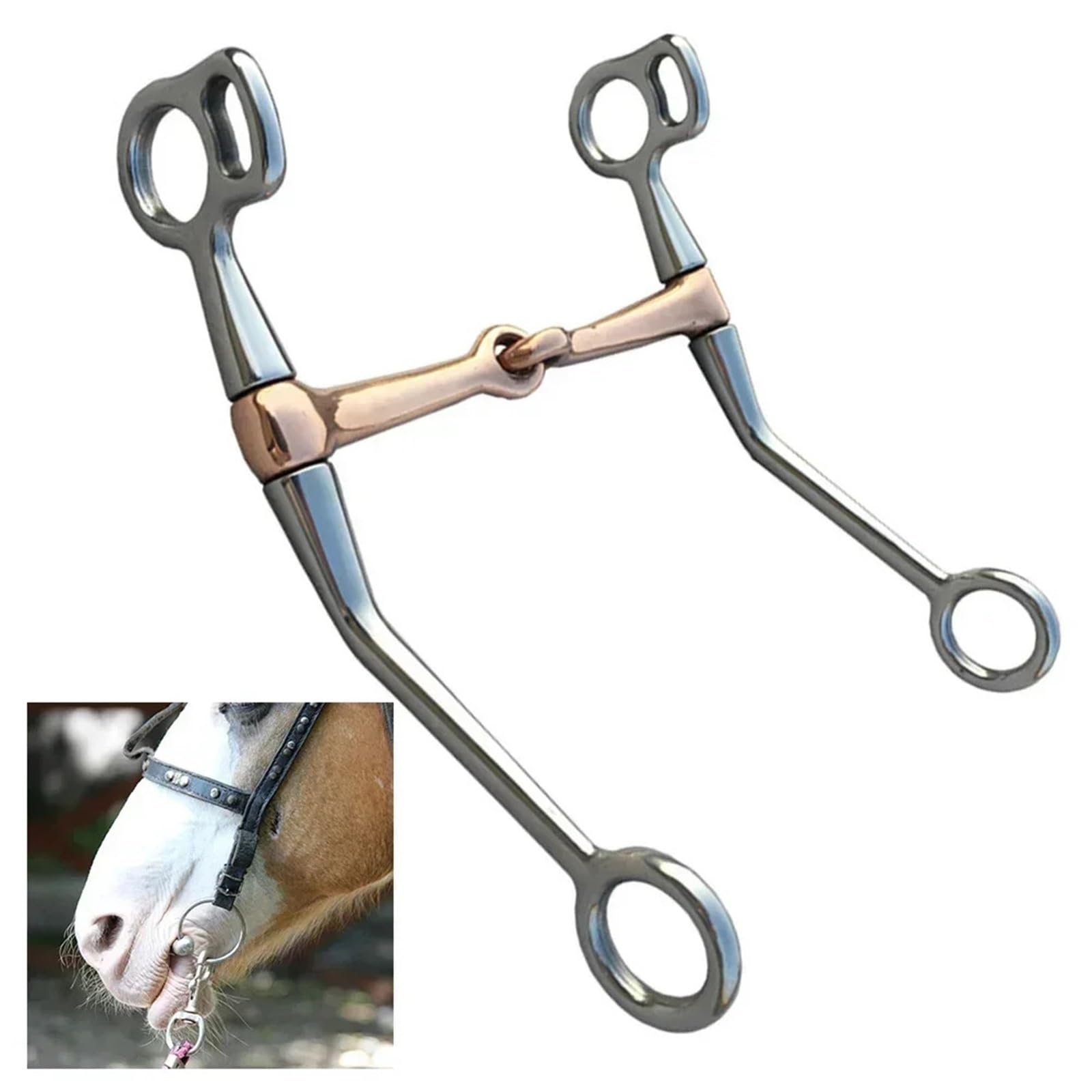 Caballo bit Broca de Caballo de Acero Inoxidable, Broca de Serpiente for mejillas Completa, Tachuela de Caballo de Boca de Cobre, 1 ud.