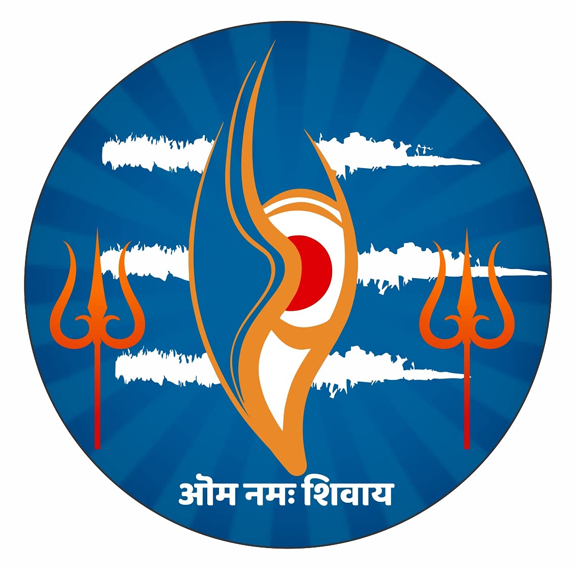 CVANU Mahadev Trinetra with Trishul Waterproof Sticker for Scooty, Bike- All Two Wheeler Vehicle Size(11cm X 11cm) Multicolor