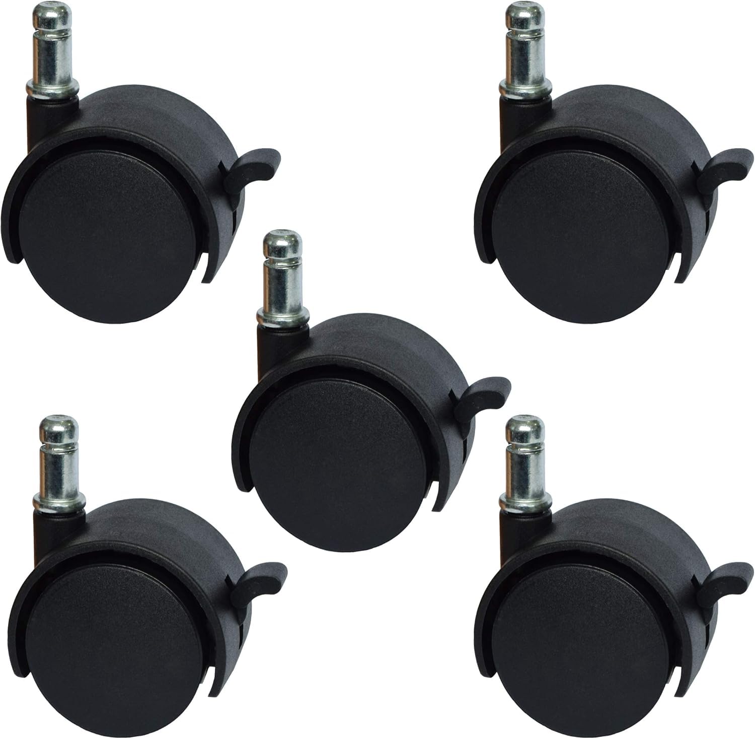 MySit 2" Replacement Office Chair or Stool Caster Wheels - with Brake (Set of 5)