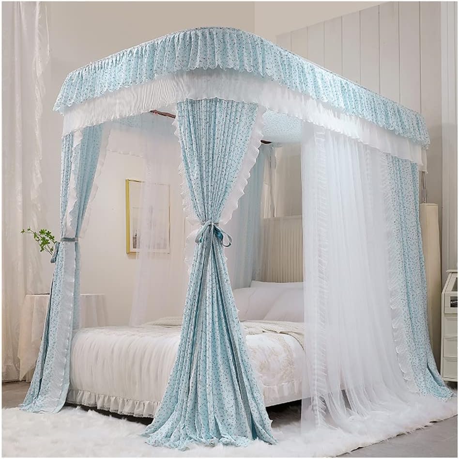 Bed Canopy U-Shaped Bunk Bed Canopy, Floor-to-Ceiling Bed Curtain Mosquito Net with Telescopic Stand, Dustproof and Shading (Color : A4, Size : 180x220x210cm)