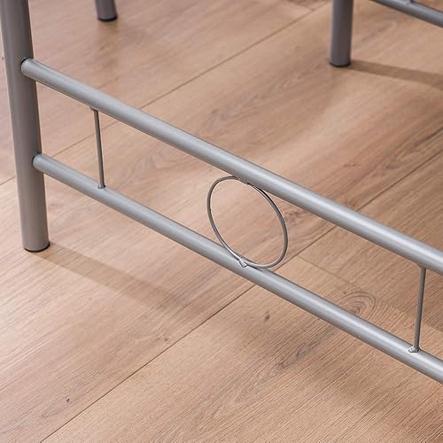 Miniatura 5 de Juego de mesa redonda y silla de madera pequeña de 3 piezas, ahorro de espacio, mesa de grano de madera con marco de metal y estante integrado para