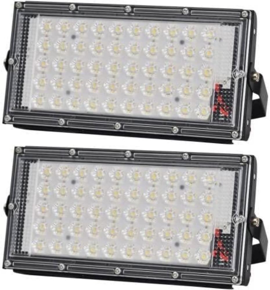 SPARK WORLD 50 WATT Waterproof Landscape Crystal Glass Outdoor/Indoor IP65 LED Flood Light White (Pack of 2)