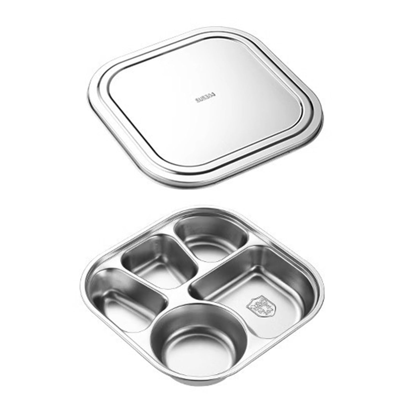 Tsophreniq Effective Serving Trays with Dividers Stainless Steel Mess Plates with Sections Controlled Portion Sized Meals Dishes Kids Lunch Plate