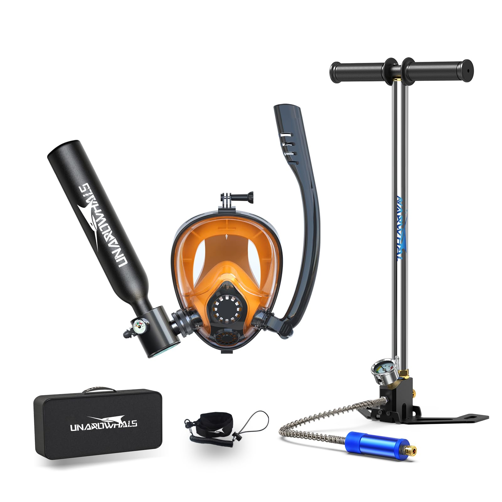 Mini Scuba Tank, 5-10 Minutes Usage Time Scuba Tank Kit, DOT/CE-EN250 Certification Dive Tank, 0.5L(3.5Cu Ft) Capacity Portable Scuba Tank, 3000 Psi Max Pressure, Aluminum Diving Tanks