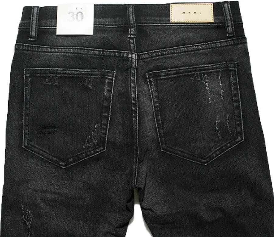 mnml（ミニマル） デニム スキニーパンツ スキニージーンズ クラッシュデニム ストレッチ ダメージ加工 メンズ ブランド 大きいサイズ X162  : ASYLUM - 通販 - Yahoo!ショッピング [ミニマル] X162 クラッシュ リペア スキニー デニム パンツ ダメージ ブラック STRETCH DENIM BLACK (