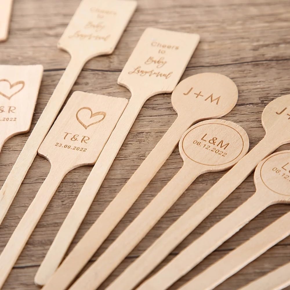 Agitatore per caffè in legno personalizzato, bastoncini in legno personalizzati per matrimoni, cocktail, agitatori per bevande, cocktail (100 pezzi)