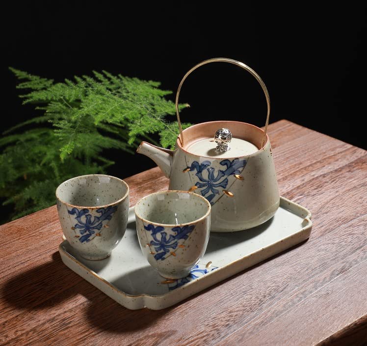 Ceramiczny zestaw filiżanek do herbaty z czajnikiem na popołudniową herbatę i podróż
