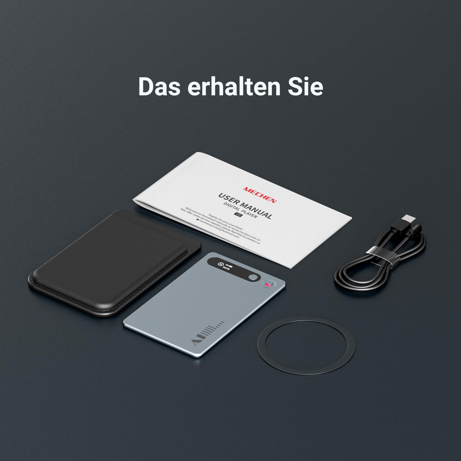 MECHEN KI Diktiergerät Digitales, 64GB Aufnahmegerät mit KI-Technologie zum Transkribieren und Zusammenfassen, App-Steuerung, Unbegrenzte Cloud, Unterstützt 81 Sprachen (Grau) | KI-Transkription Zusammenfassungen in 80+ Sprachen, Bluetooth, Magnetische Te