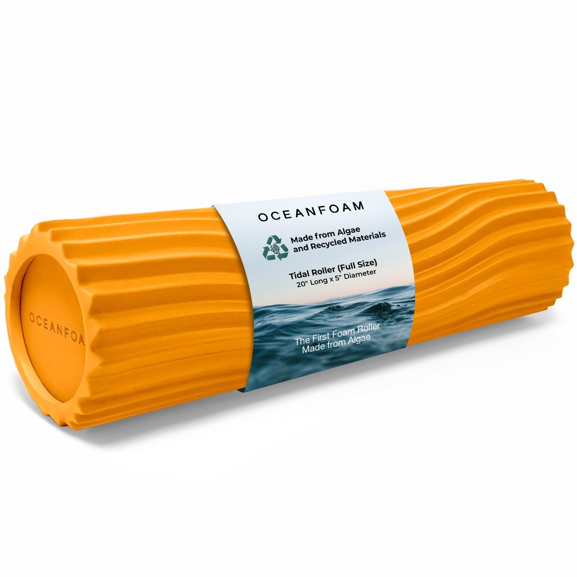 Oceanfoam Gold Tidal Roller - Rodillo ergonómico de espuma para masaje muscular miofascial de espalda con textura de onda ancha, yoga, atletismo, dolor corporal y rigidez, ejercicios de estiramiento,