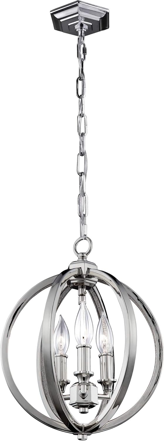 Exclusive Feiss F3059/3PN Corinne Orb Crystal Inlay Pendant Lighting, Chrome, 3-Light (11Dia x 14H) 180watts
