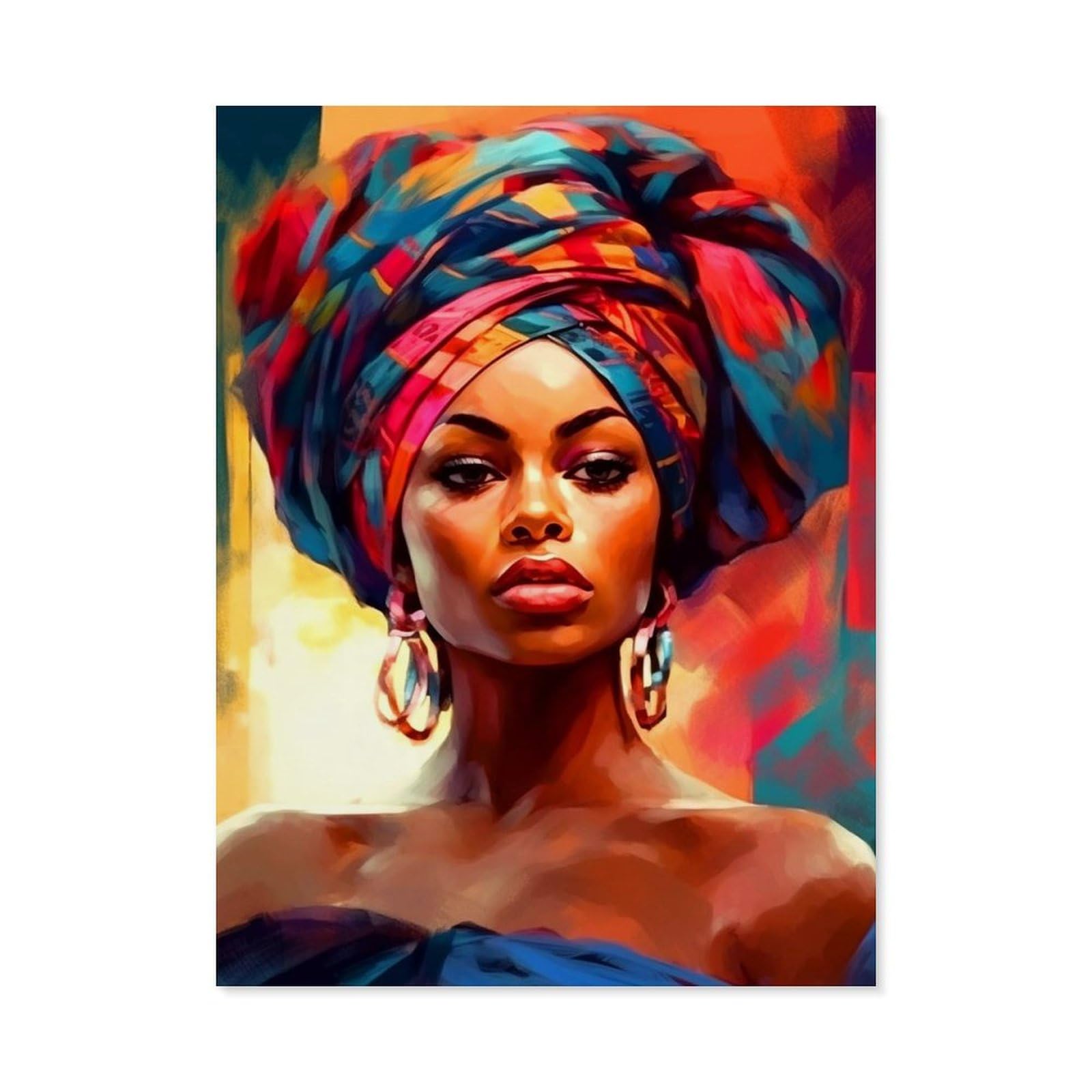 Gsbrsnts A12 African Woman, Oil Painting，Diamond Art Kits For Adults And Kids, Full Drill Round Rhinestone Paint With Diamonds（30 X 40 Cm/11.81 X 15.74 Inches）-C62