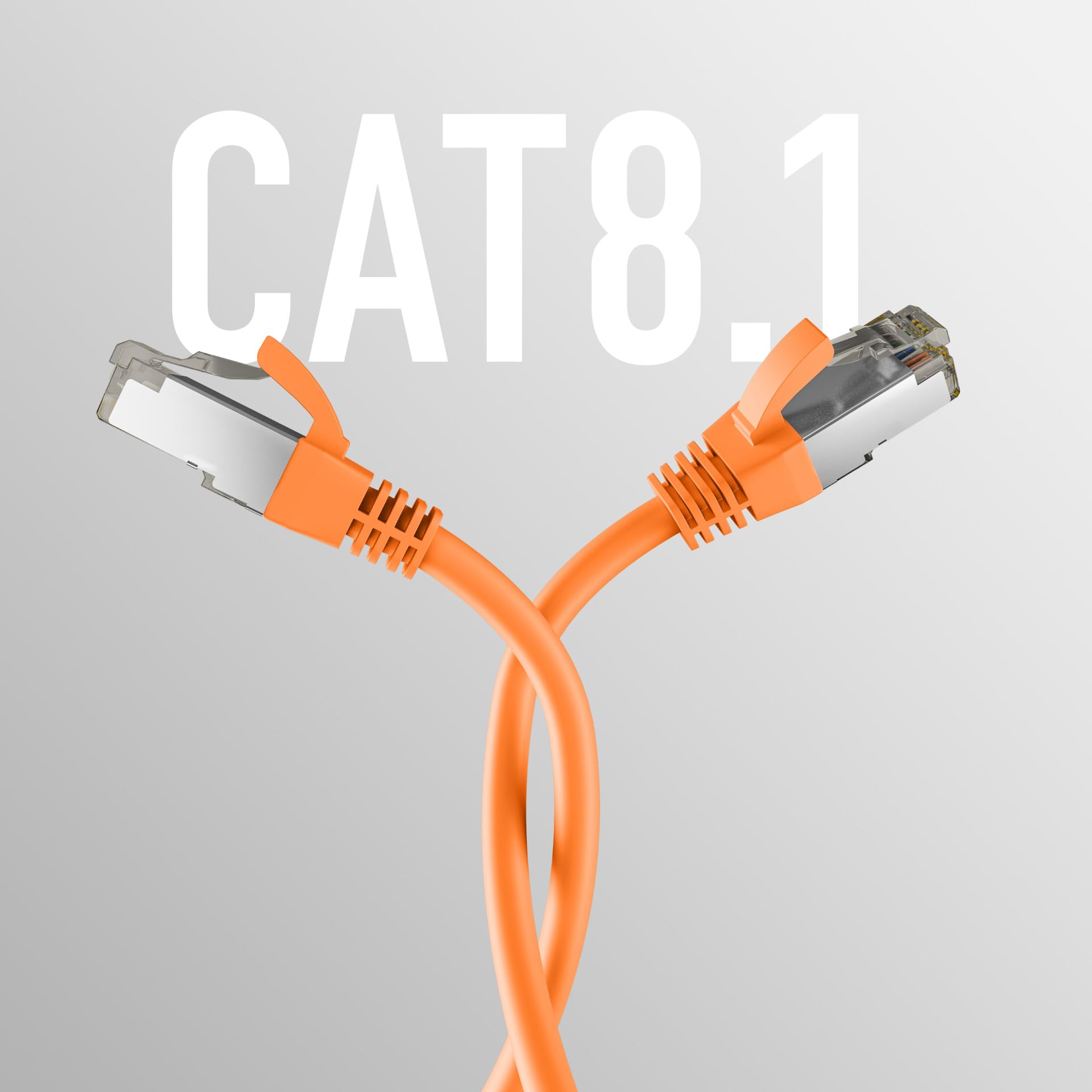 EFB-Elektronik - CAT. 8 network cable up to 40 Gbit - 0.25 m LAN cable Ethernet cable patch cable with kink protection - PoE transfer of data and power - RJ45 connection, S/FTP PIMF shielding - Orange