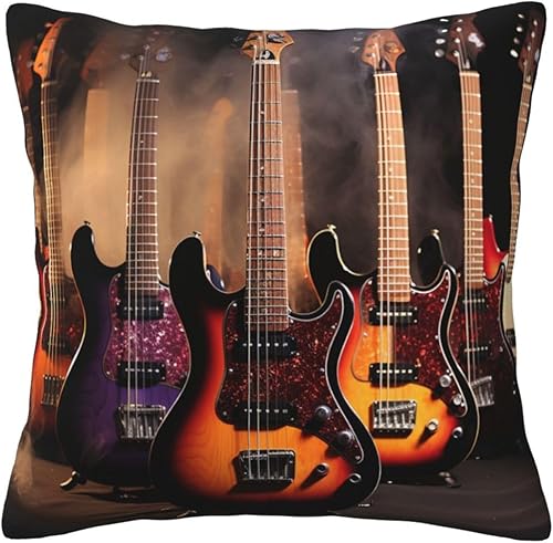 Miniatura 6 de BTCOWZRV Fundas de cojín cuadradas de 16 x 16 pulgadas, con estampado de guitarra eléctrica, fundas de cojín cuadradas para sofá, cama, sala de