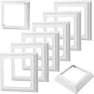 4x4 Post Sleeve 8 Packs Split Style Vinyl Fence Post Skirt/White Color PVC Post Cover/Skirt Shoe for Hand and Stair Rails, Two-Piece England Base Trim Ring Railing