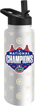 Logo Brands 2025 Mens March Madness NCAA Basketball National Champions Florida Gators 34 oz Quencher Bottle - NCAA Commemorative Championship Design