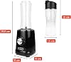 Blender Smoothie 500 W 4 Stainless Steel Blades 600 ml Blend & Go Bottle 2 Speeds + Pulse Function Non-Slip Base Overheating Protection Stand Mixer for Smoothies Protein Shakes Black