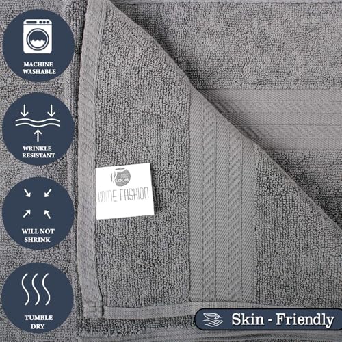 Image of FRESH FROM LOOM 500 GSM Towels for Bath | High Water Absorber & Quick Dry | Ultra-Premium |100% Pure Cotton | Skin Friendly & Soft Men & Women Bath Towel Set (27 x 54 inch | Blue and Grey) - 2pc