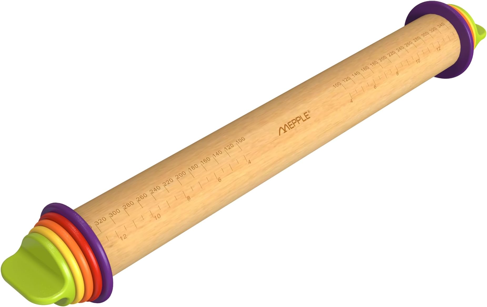 Ireer Adjustable Rolling Pin with Thickness Rings 12 Inch