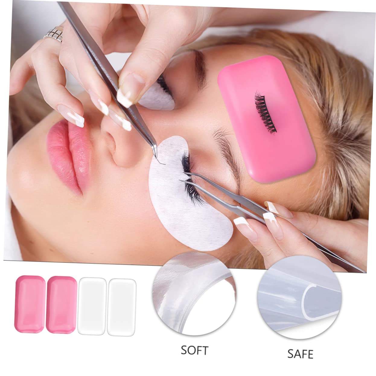 Ipetboom 4pcs Silicone Eyelash Lift Pads Lash Accessories for Extensions Easy Clean Safe for Salon Use Anti-static Gentle