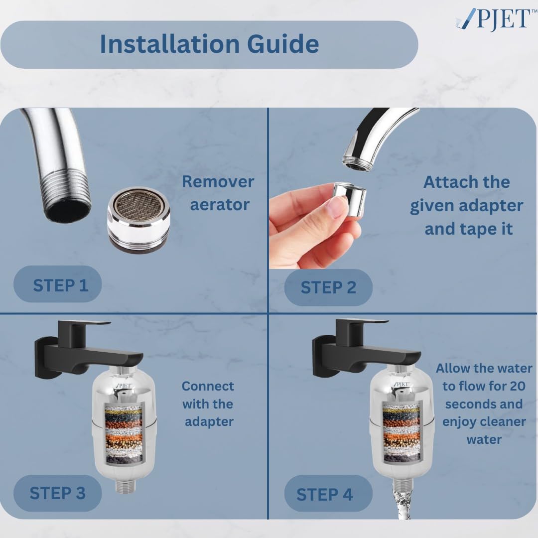 PJET Silver Hard Water Softener for Tap | Water Softener for Tap & Bathroom | Shower & Tap Filter for Hard Water | Water Purifier for Bathroom Use 2