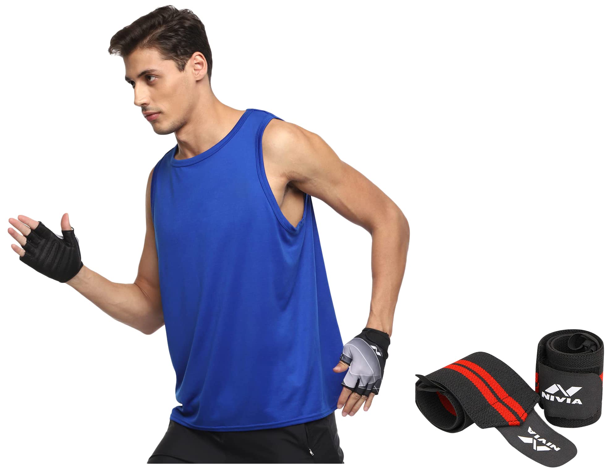 Nivia Crystal Synthetic Gym Gloves - Black/Grey 11041 Cotton Thumb Wrist Support (Black) (B0BB6MC9FM) Amazon Price History, Amazon Price Tracker