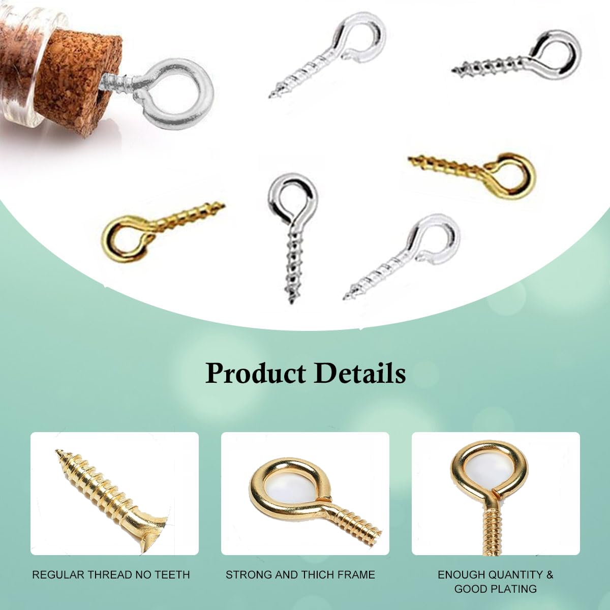 300 Pz Mini Vite A Occhiello Cromo 15mm X 7mm - Per Legno, Resina, Fai Da Te - Foto 9