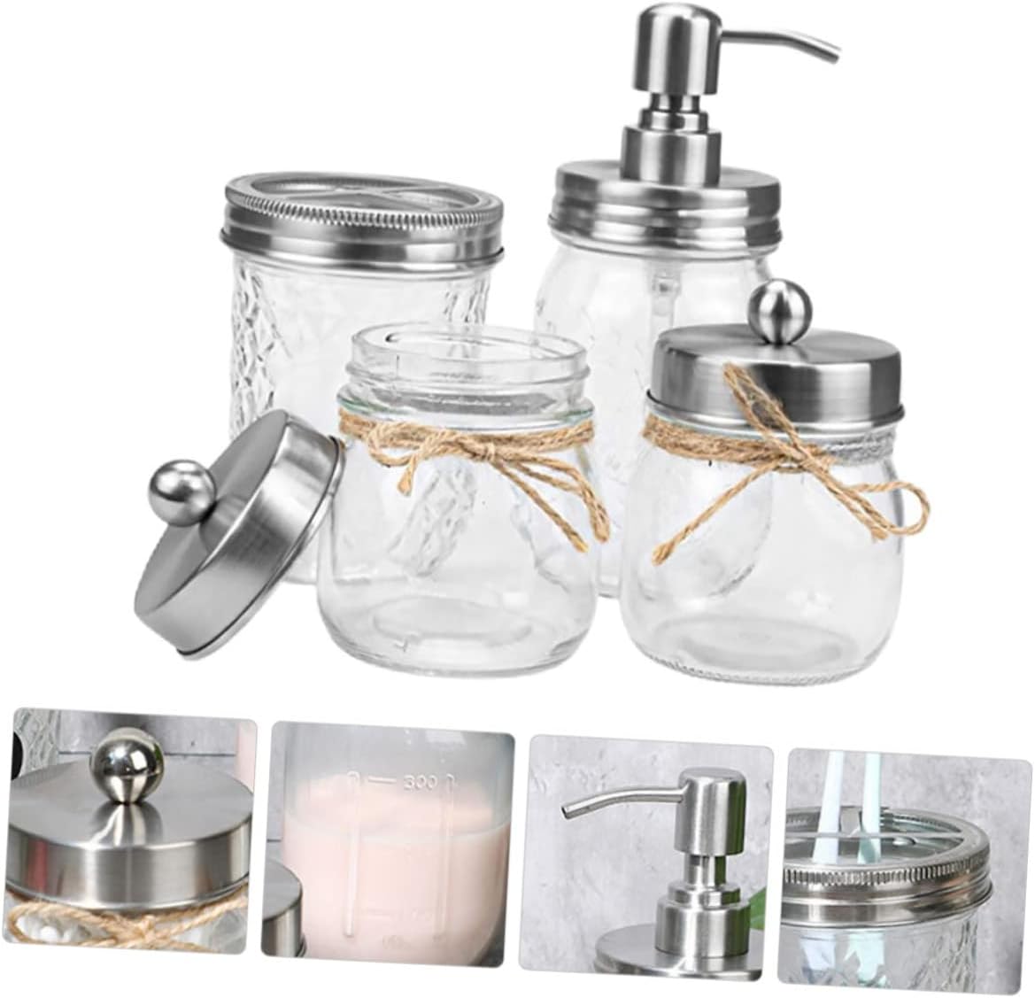 Alipis Mason Jar Bathroom Accessory Set Toothbrush Holder Cup Personal Washing Ware Smooth Surface Easy to Clean Stylish Design for Home Use