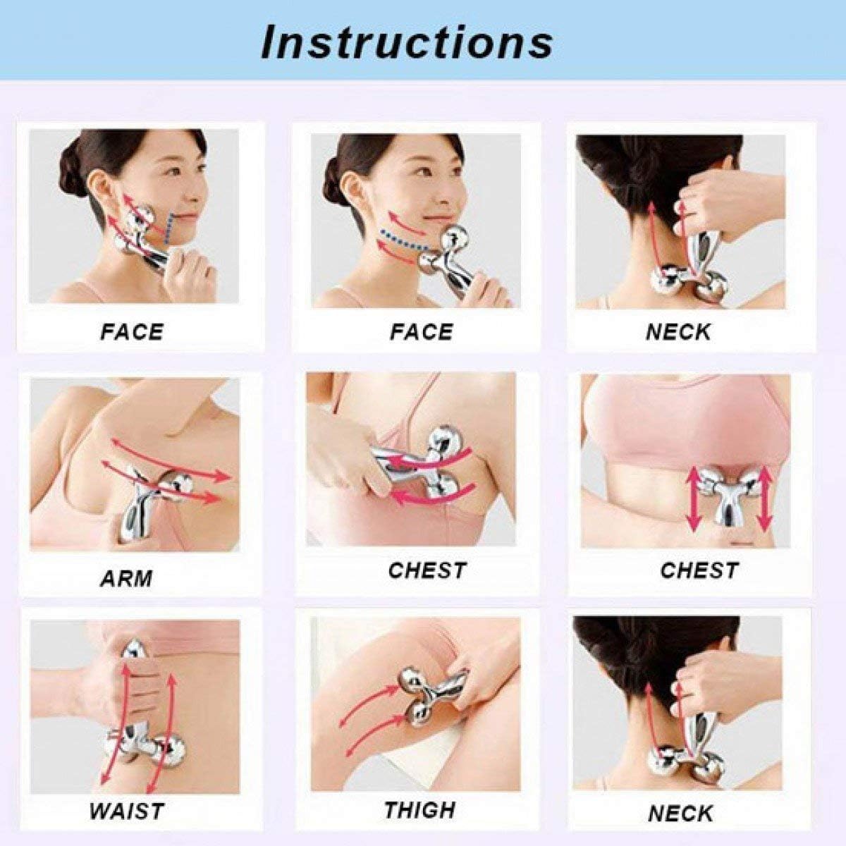 Dhyanexa 3D Roller Massager for Skin Manually Operated Body Massager Lifting and Wrinkle Removal facial Roller for Women, Glowing Skin double chin, 3d massager roller for body pain and Legs, Pro Series Bikini 4