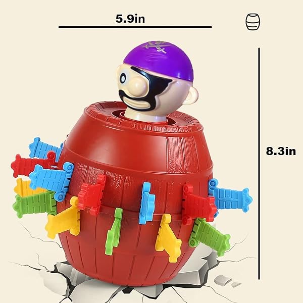 Pirate Funny Barrel Large Size Tricky Spoof Game 8.3x5.9in Lucky Stab Toys Party Interactive Spoof Pop-Up - 2