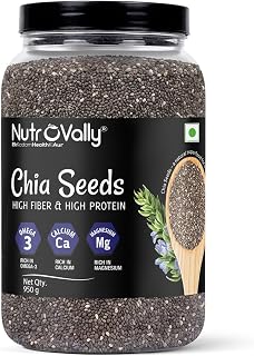 Nutrovally Chia Seeds 950g |Seeds for eating| Chai seeds for weight loss|High Fiber & Omega-3|Gluten-Free |chia seeds| Ric... Price In India