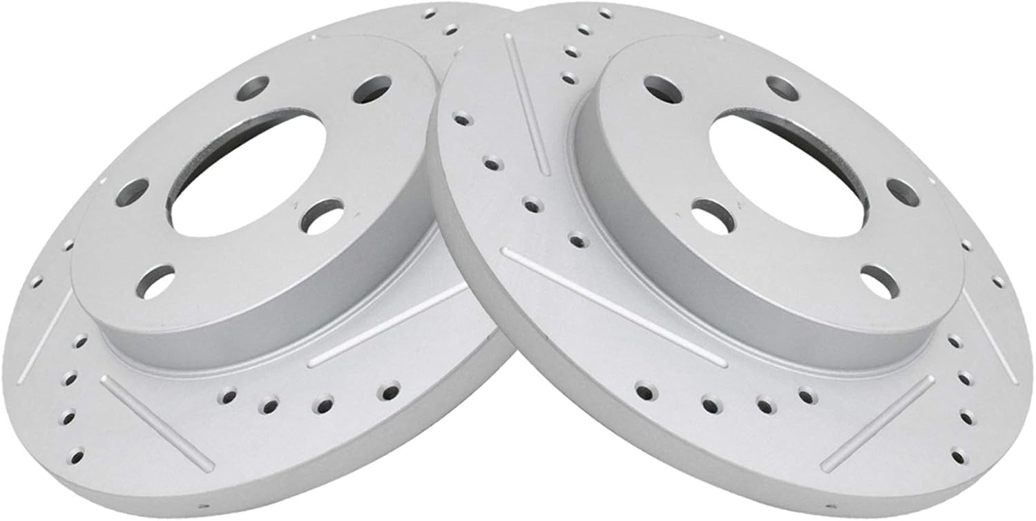 TRQ Rear Performance Brake Rotor Drilled Slotted Pair for 2005-2009 Buick Allure / 2004-2008 Pontiac Grand Prix / 2010-2013 Chevy Impala / 2014-2016 Chevy Impala Limited / 2005-2009 Buick LaCrosse