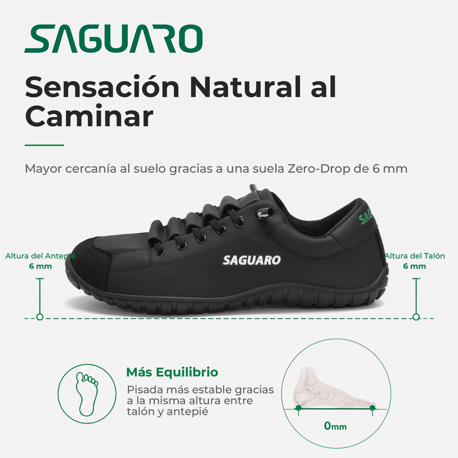 SAGUARO Zapatillas Barefoot Minimalistas Hombre Mujer - Zapatos Casual Deportivos Ligeros con Puntera Ancha y Suela Zero Drop para Trabajo, Viaje y Uso Diario,Gr.36-48