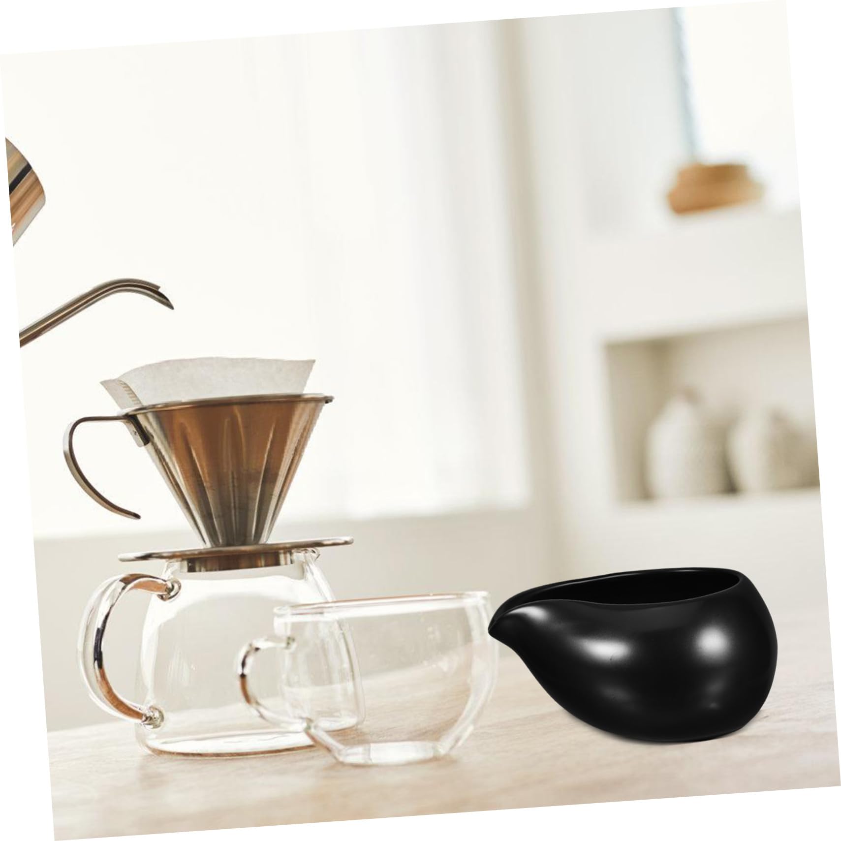 Keramik Milchkännchen im Vintage Nordic Design 3 Stück mit Verschleißfestem Boden Schwarzes Milchspender für Familien und Outdoor Grillen