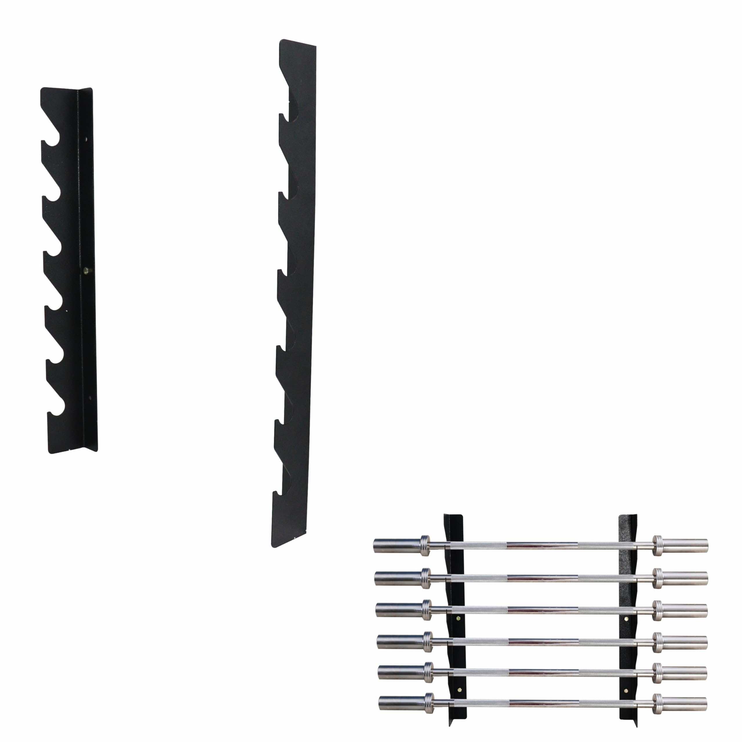 Wall Mounted Barbell Stand – 6 Barbell Rod Holder – Space-Saving Rack – Gym Stand For Olympic Curl & Hex Bars – Multi-Bar Holder For Home, Commercial Gym Equipment