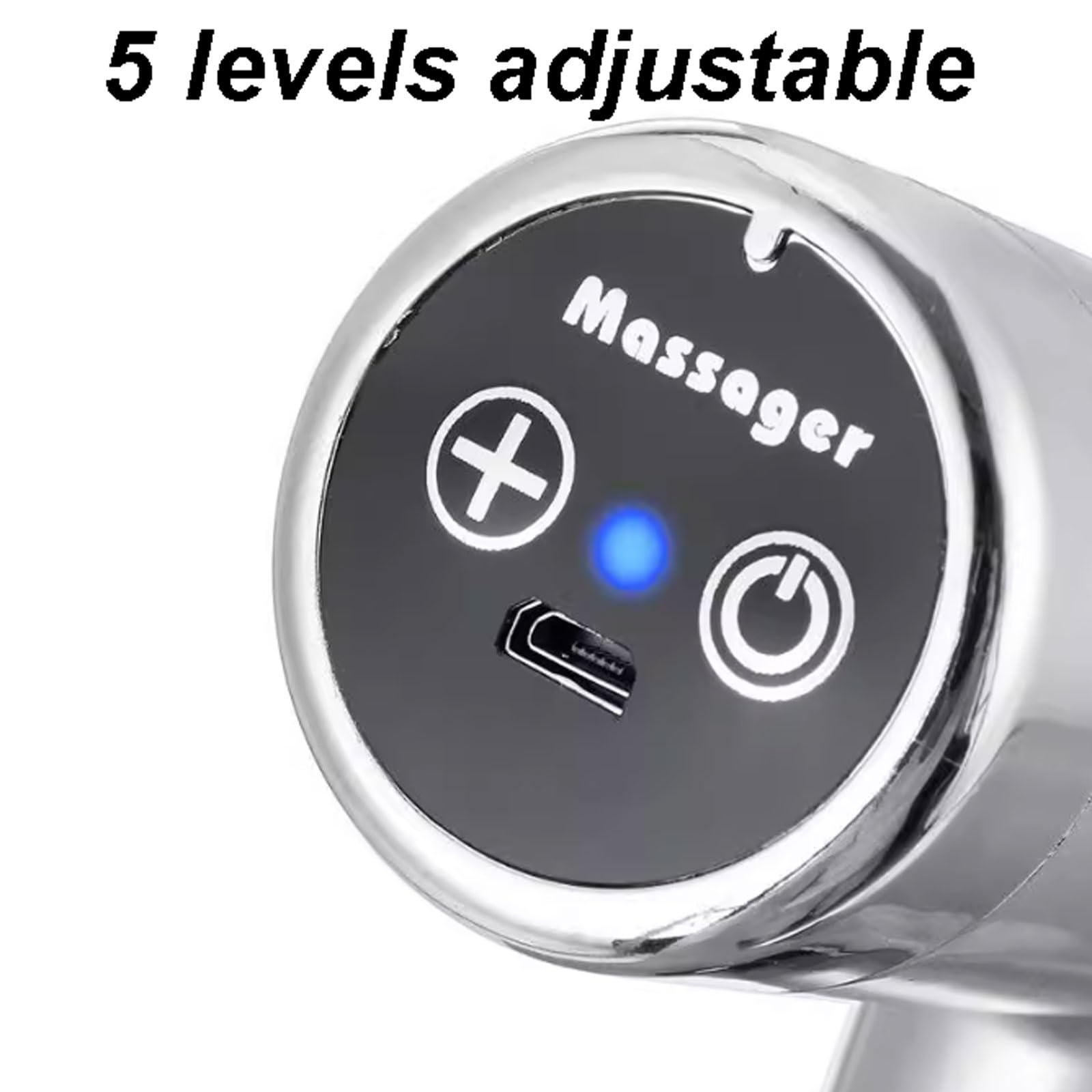Portátil Pistola de masaje de plástico con 5 velocidades, masajeador de percusión inalámbrico compacto for cuerpo, piernas, hombros y espalda. poderoso(Silver)