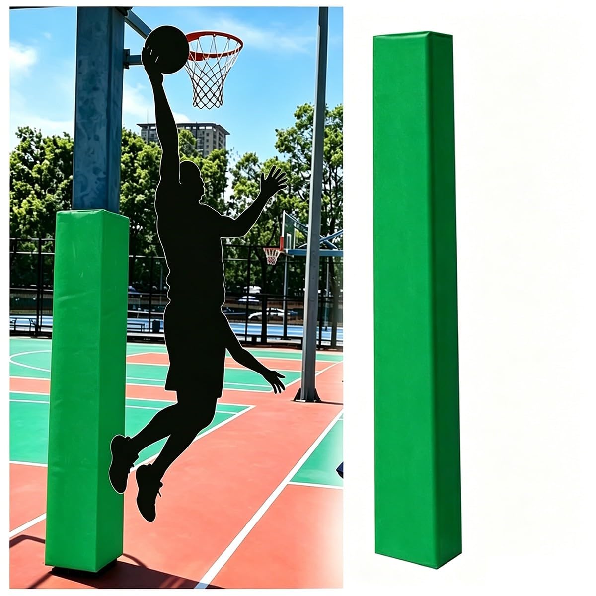 Bananaww Square Basketball Pole Padding Wrap, 2.5 cm Thick High-Density Foam Anti-Collision Post Protector, Heavy Duty Outdoor Indoor Column Safety Pad for Gym, Garage, Sports Court