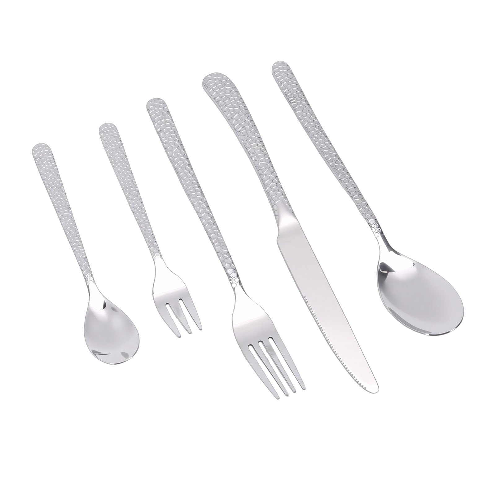 Set di posate in acciaio inox, stoviglie eleganti per 4 persone, in ristorante o a casa, 20 pezzi (argento)