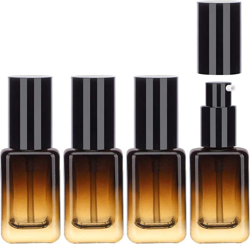 Segbeauty Frasco Recarregável de Vidro com Bomba, 30 mL, Marrom Degradê, Pacote com 4
