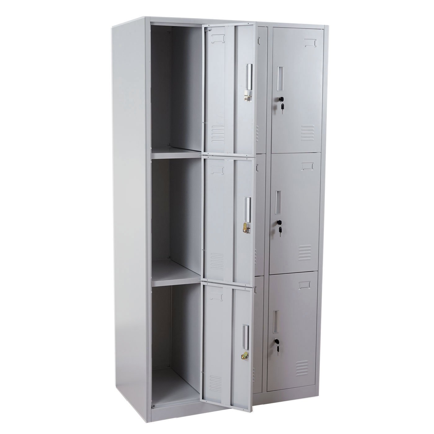 Schließfach Boston T829, Schließfachschrank Wertfachschrank Spind, Metall 9 Fächer - grau