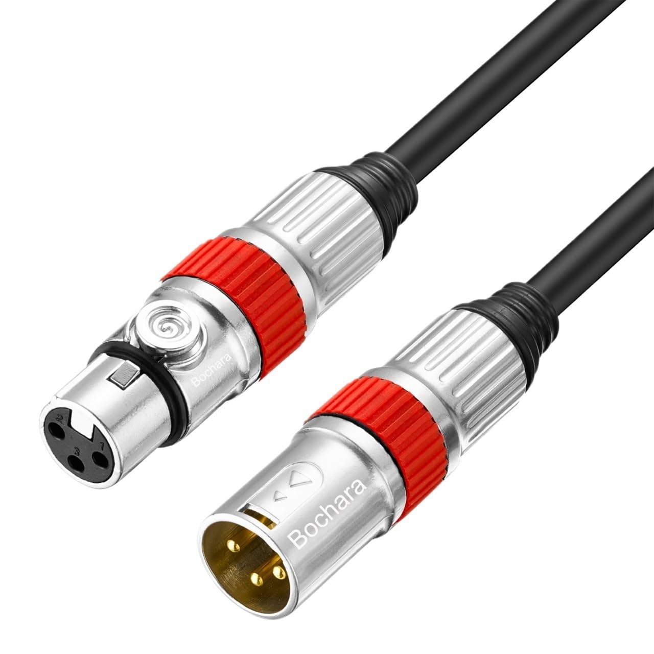 Cavo di prolunga XLR a 3 pin placcato oro da maschio a femmina, cavo audio OFC + schermatura intrecciata per microfono mixer amplificatore (cavo circolare nero, 5 m)