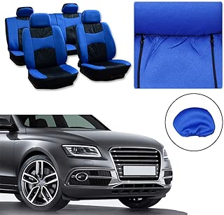 cciyu Universal Car Seat Cover w/Headrest - 100% Breathable Seat Cover Washable Auto Covers Replacement fit for Most Cars(Black/Blue) - coolthings.us
