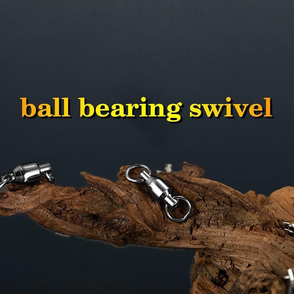Rolling Swivels Alta Resistencia Rodamiento de Bolas Giratorio Sólido Anillos Negro Pesca