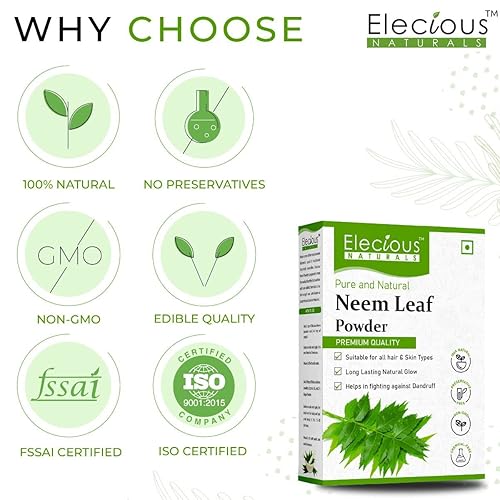 Miniatura 7 de Polvo de neem 100% natural Margosa, Azadirachta Indica Leaf Powder Ideal para Face Pack y Cabello Limpiador de Cabello Libre de Químicos para
