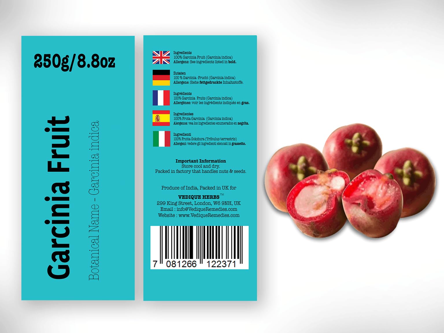 Garcinia Fruit – 250 g, roh, roh, getrocknet, T-Schnitt, Premium-Qualität